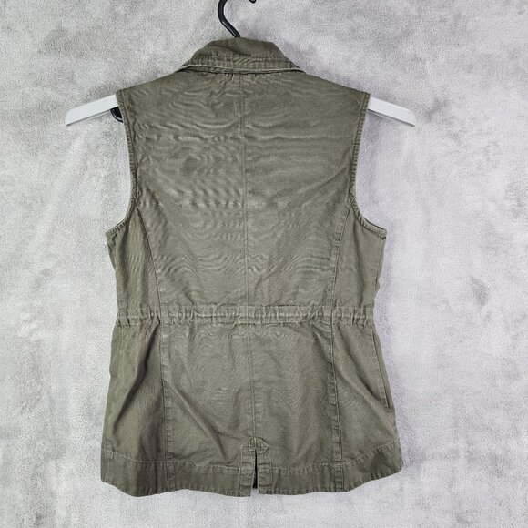 Womens Olive Green Sebby Sleeveless Utility Vest Pockets & Drawstring Waist S - Picture 6 of 9